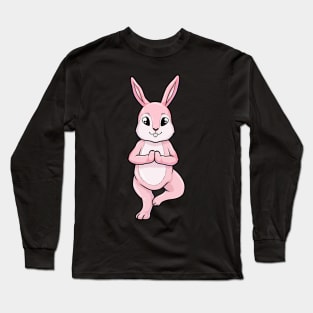 Rabbit at Yoga Exercises while Standing Long Sleeve T-Shirt